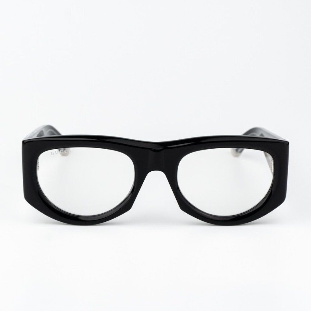Gucci Women Sunglasses Black Transparent Rectangular Gg1917s 002 Brand New
